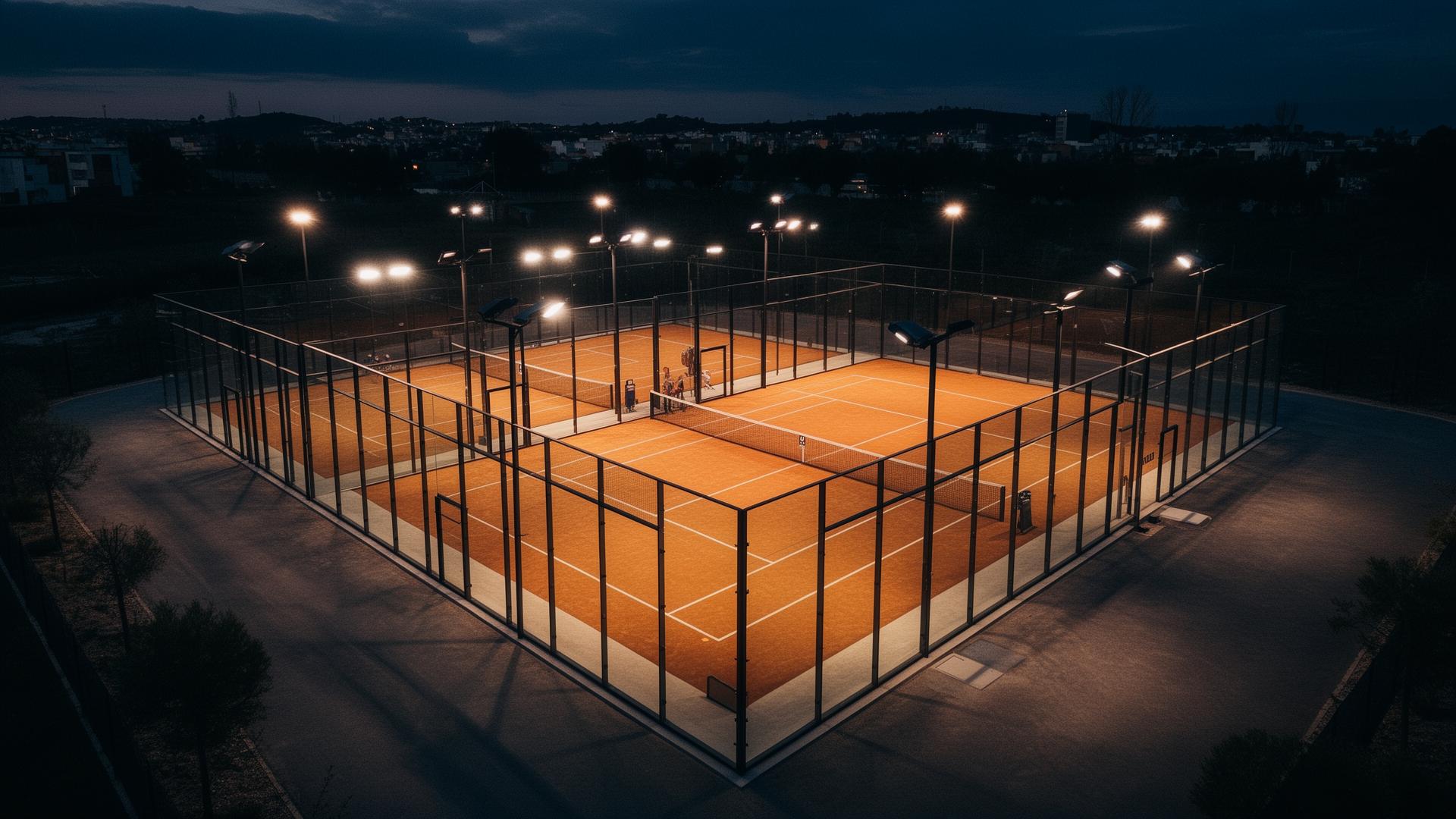 Padel courts at night